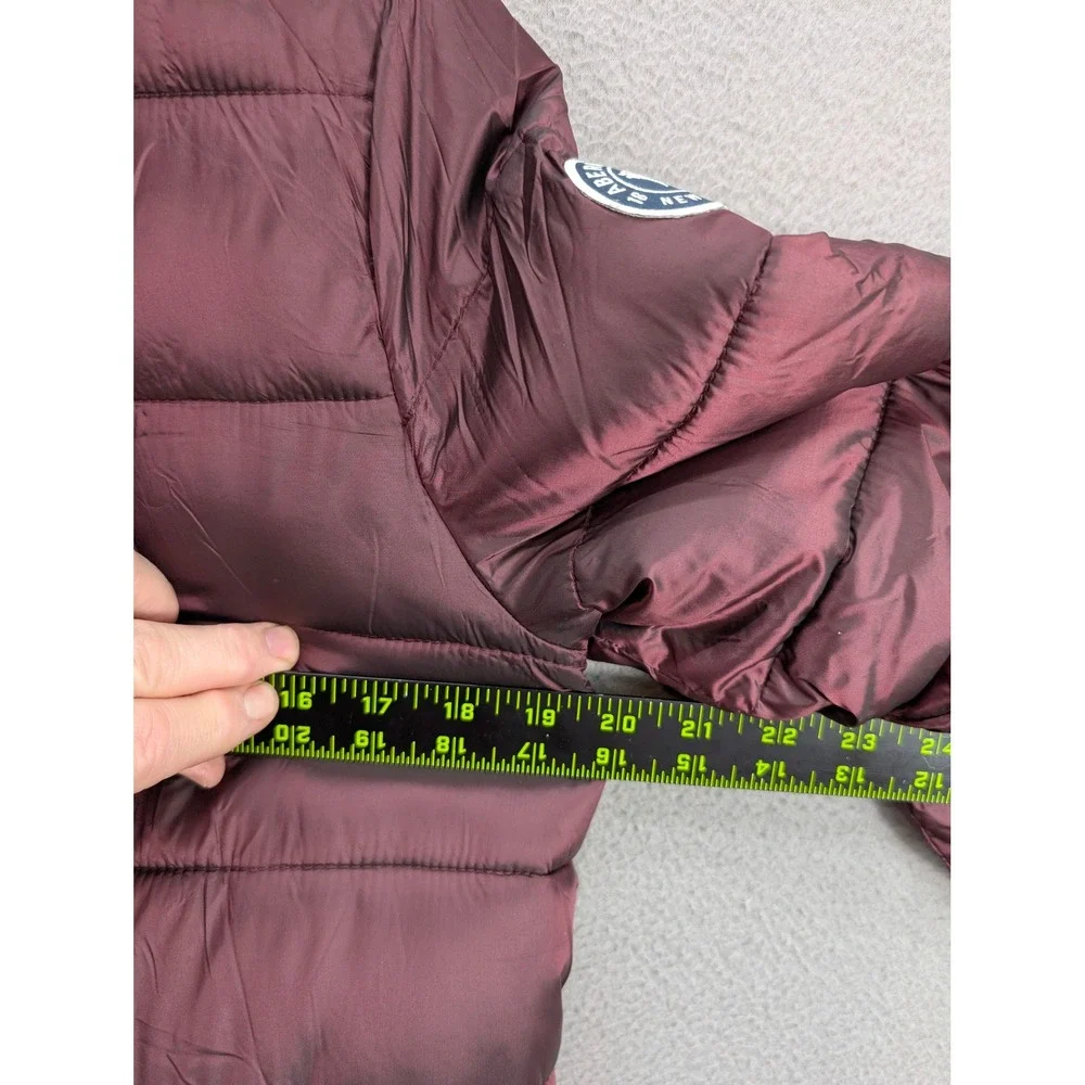 Abercrombie Kids Girls Puffer Coat Hooded Faux Fur Trim Maroon Size 15/16 Winter
